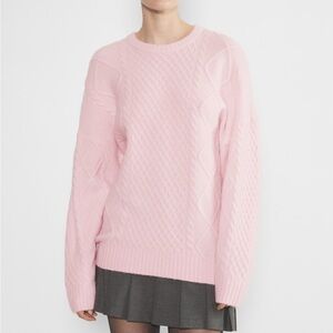 Aritzia Sunday best Peggy cable knit pink sweater size small